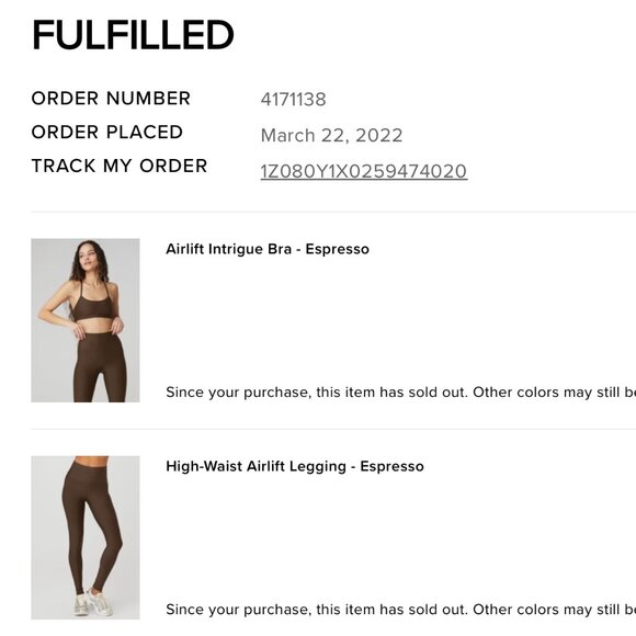 ALO Yoga Airlift Bra and Leggings - Espresso XS - Picture 8 of 8